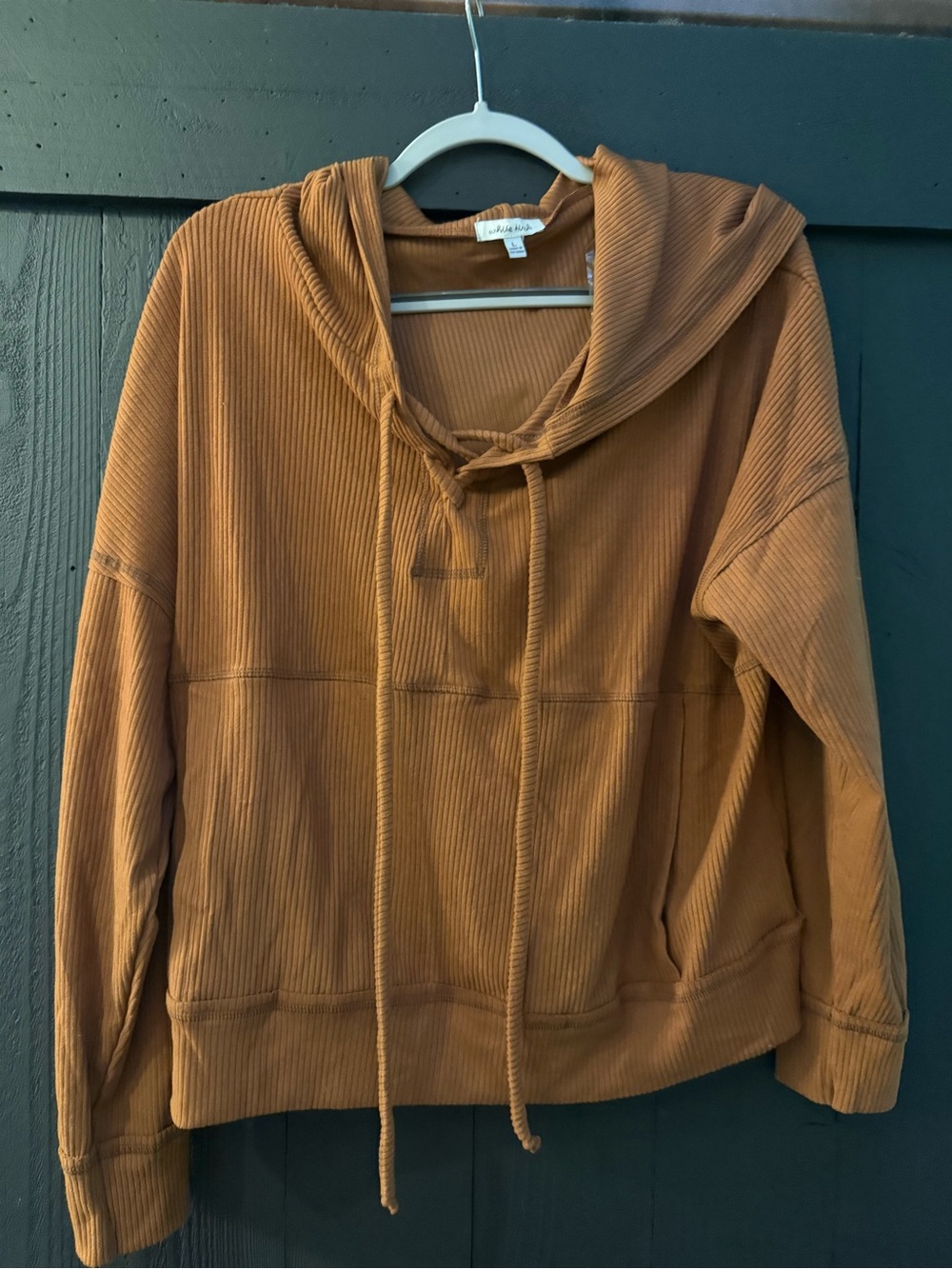 white birch Ribbed Rust Hoodie Pullover